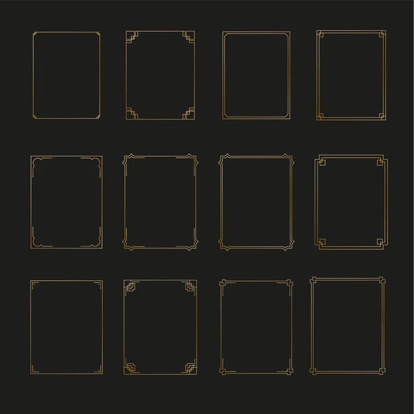 Золотые Горизонтальные Рамки Стиле Деко Граница Коллекции Современные Элементы Дизайна — стоковый вектор