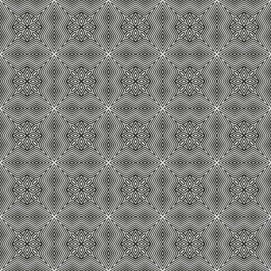 Soyut süslemeli geometrik taç yaprakları ızgara arka planı. Kusursuz desen. Vektör.