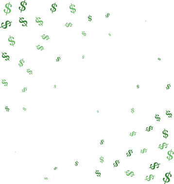 Koyu yeşil vektör arka planında dolar işaretleri var. Bankacılık sembollü modern geometrik soyut illüstrasyon.