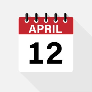 Nisan - Takvim Simgesi. Gölgeli Takvim Simgesi. Düz stil. Tarih, gün ve ay.