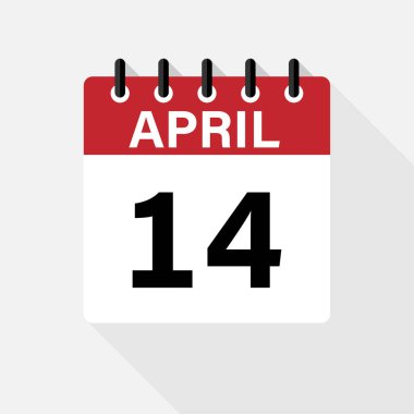 Nisan - Takvim Simgesi. Gölgeli Takvim Simgesi. Düz stil. Tarih, gün ve ay.