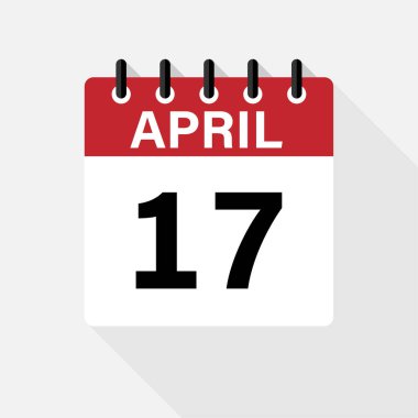 Nisan - Takvim Simgesi. Gölgeli Takvim Simgesi. Düz stil. Tarih, gün ve ay.