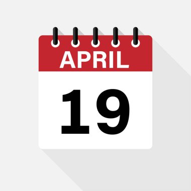 Nisan - Takvim Simgesi. Gölgeli Takvim Simgesi. Düz stil. Tarih, gün ve ay.