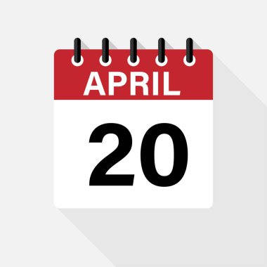 Nisan - Takvim Simgesi. Gölgeli Takvim Simgesi. Düz stil. Tarih, gün ve ay.