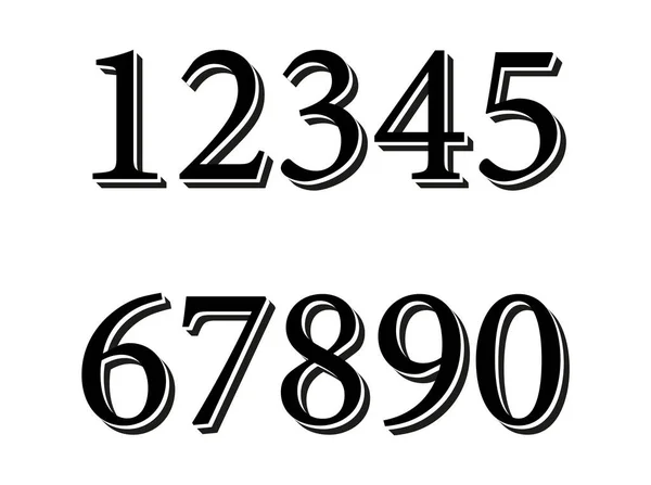 Numbers Set Hipster Parallel Offset Thin Intersection Lines Style — Stock Vector
