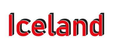 Beyaz üzerine İzlanda kırmızı pul metni