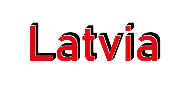 ラトビアは文字タイポグラフィにフラグを立てる。国名バナーストリップ。古典的なタイポグラフィの背景. — ストックベクタ