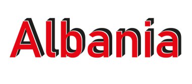 Arnavutluk 'ta beyaz zemin üzerinde kırmızı kauçuk damga illüstrasyon vektörü yapıldı