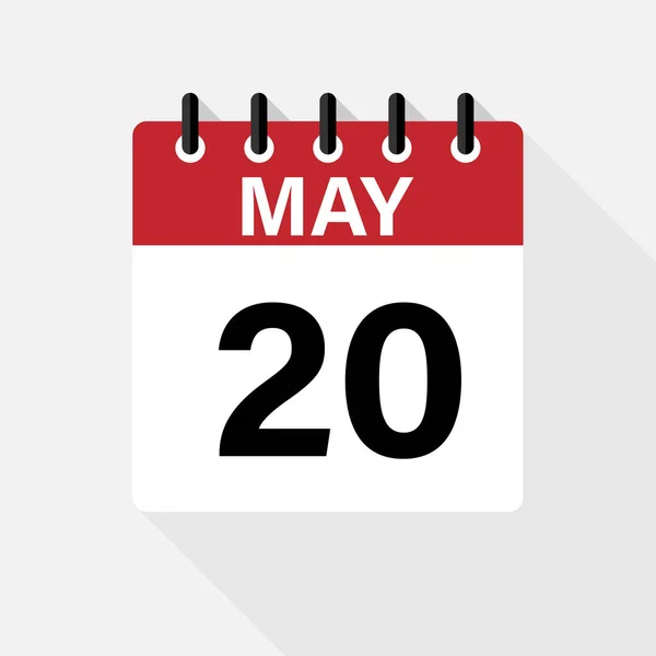Май Икона Календаря Икона Календаря Тенью Плоский Стиль Дата День — стоковый вектор