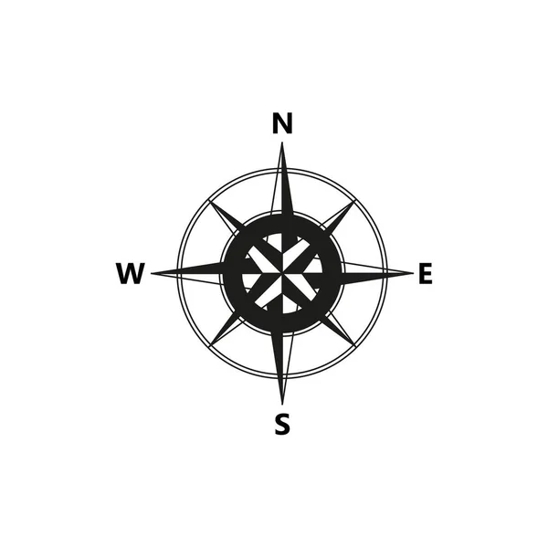 Векторный Компас Плоской Иконкой Указанием Север Восток Запад Навигационная Иллюстрация — стоковый вектор