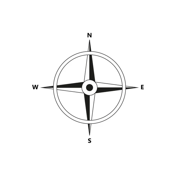 Vetor Bússola Ícone Plana Com Norte Sul Leste Oeste Indicado — Vetor de Stock
