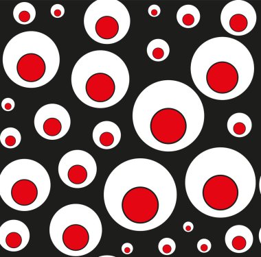 Çemberli, çizgili, noktalı, geometrik desenli. Moda ve duvar kağıtları için bir model. Vektör illüstrasyonu.