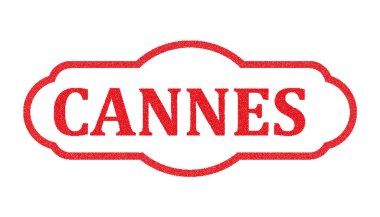 Beyaz üzerine kırmızı damga metni Cannes
