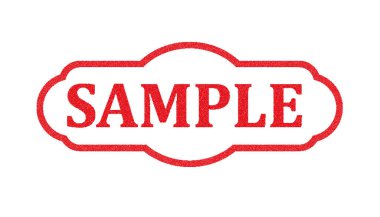 Beyaz üzerine kırmızı kare grunge damgası. Örnek pul. Örnek. örnek işareti