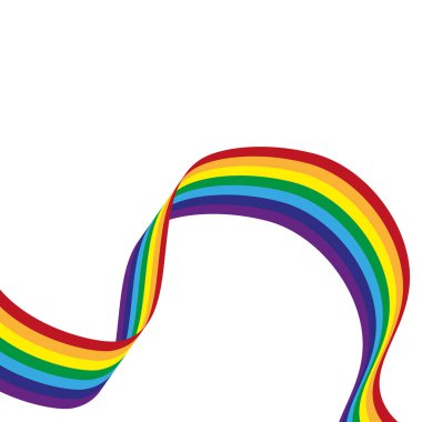 Beyaz arkaplanda gökkuşağı şeklinde kurdeleli vektör arkaplanı