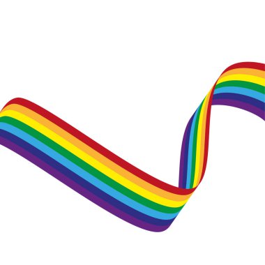 Beyaz arkaplanda gökkuşağı şeklinde kurdeleli vektör arkaplanı