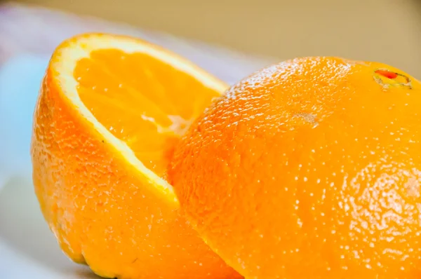 Closeup of orange sliced in half