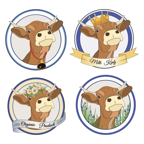 Conjunto de vacas vectoras — Vetor de Stock