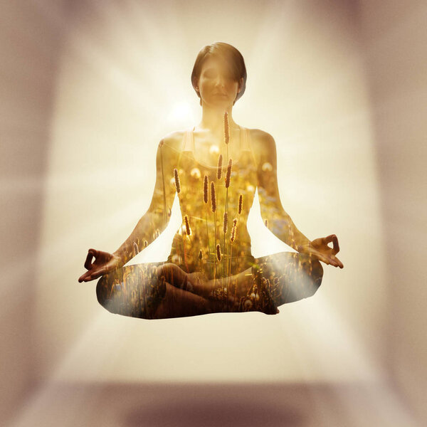 Yoga concept with multiple exposures