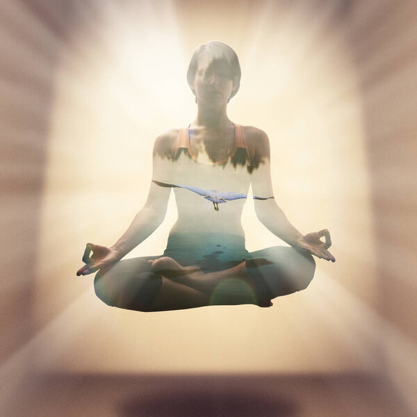 Yoga concept with multiple exposures