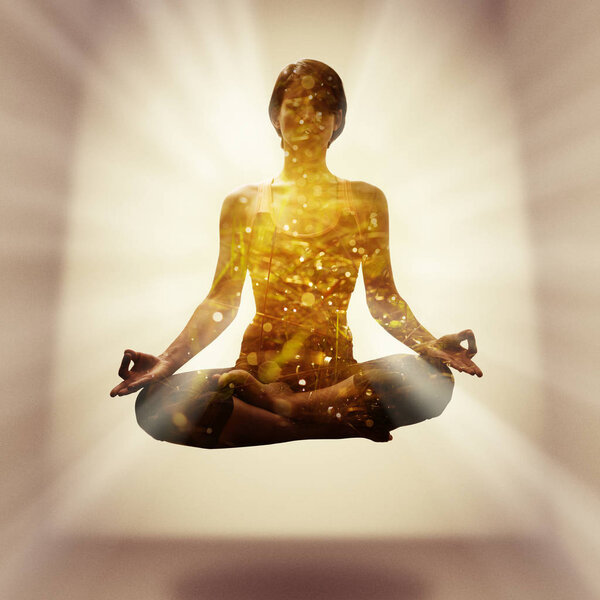 Yoga concept with multiple exposures