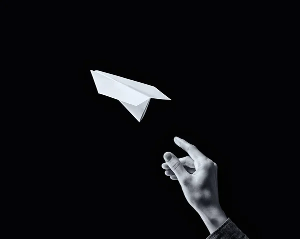 Hand is throwing paper plane5 — Stock Photo, Image
