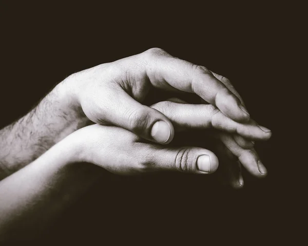 A gentle touch of two hands. — Stock Photo, Image