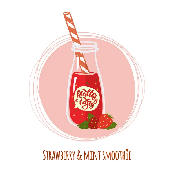 Strawberry & mint smoothie — Stock vektor
