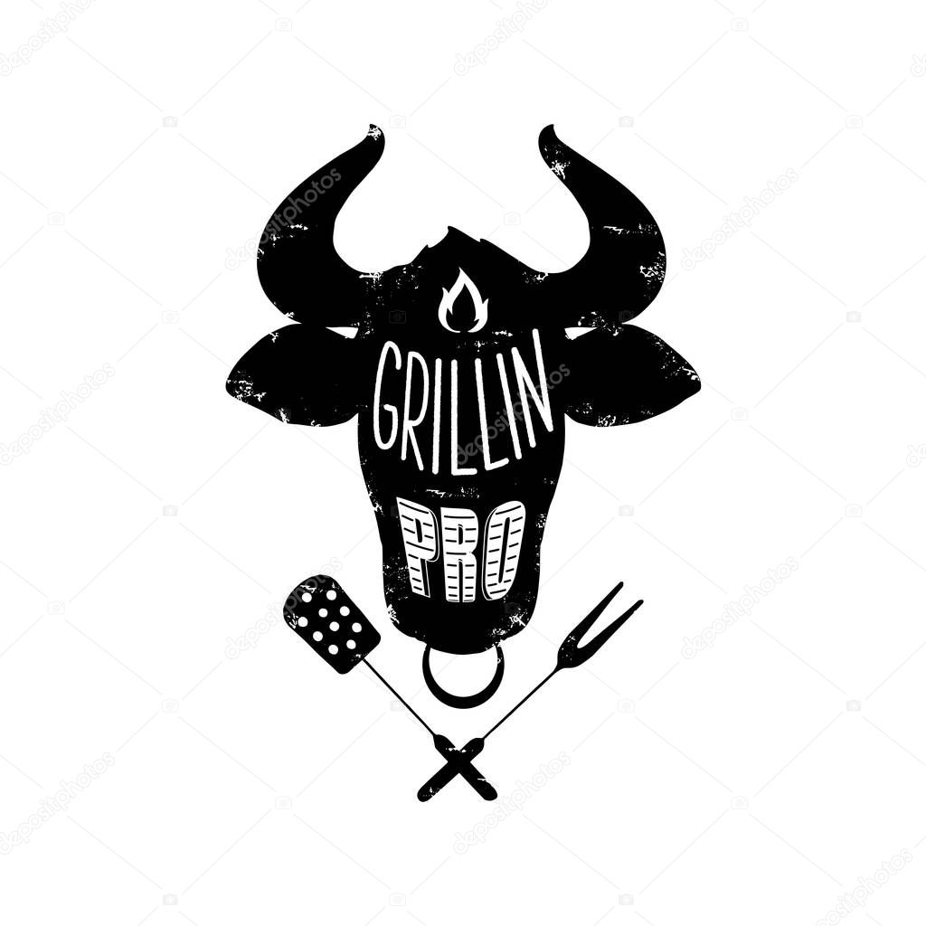 Vintage poster Grllin pro. Stylish design for t-shirt, apron, poster