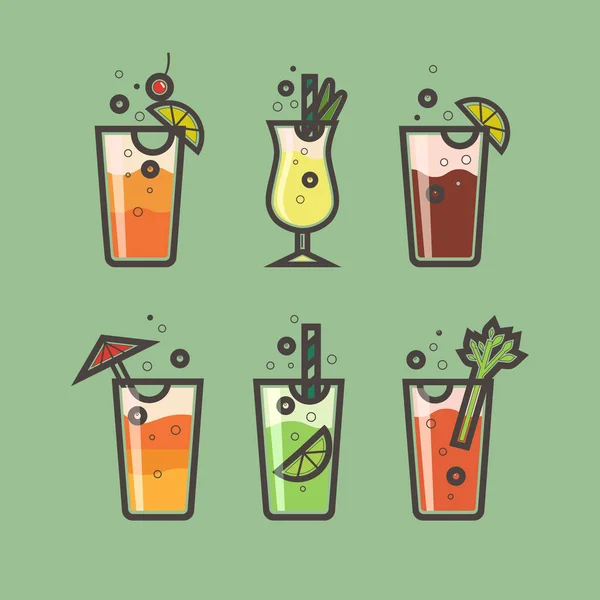Set of flat cocktails — Stock Vector