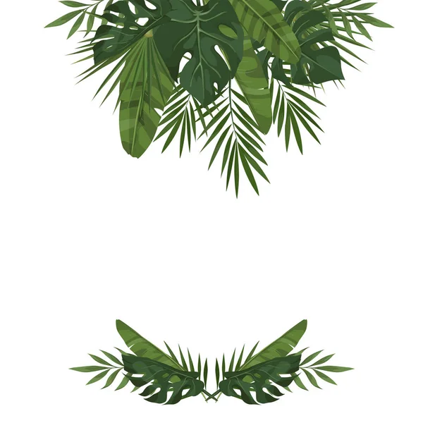 Modèle vectoriel avec feuilles tropicales — Image vectorielle
