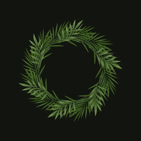 Wreath of leaves black — Stock Vector