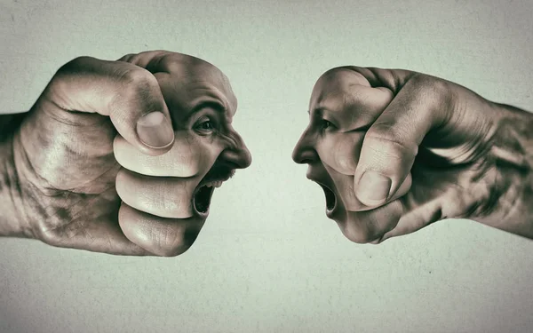 Clash of two fists on light background — Stock Photo, Image