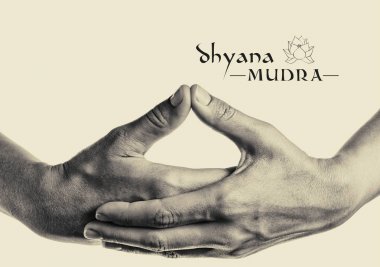 Dhyana mudra siyah ve beyaz. .