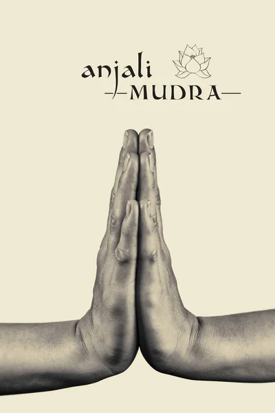 Anjali mudra zwart-wit. — Stockfoto