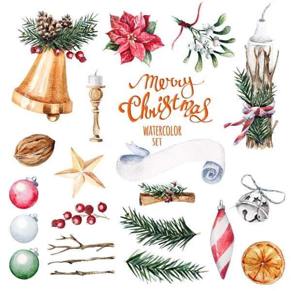 Set of christmas watercolor — Stock Photo, Image
