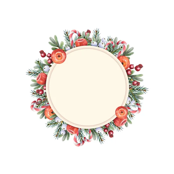 Forma de círculo de marco de Navidad con manzanas rojas — Foto de Stock