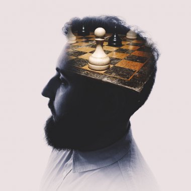 Yönetilebilirlik ve boyun eğme, çözümleri, stratejileri için arama kavramı. Birden fazla poz ışık arka plan üzerinde kullanılarak oluşturulan görüntü.