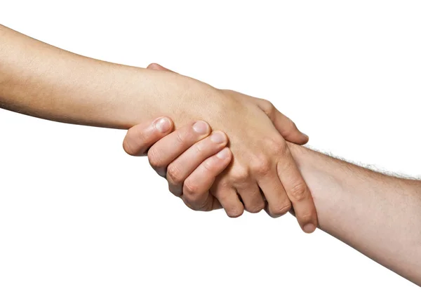 Dvě Ruce Spojené Handshake Pojetí Spásy Opatrovnictví Pomoc Ochranu Lásku — Stock fotografie