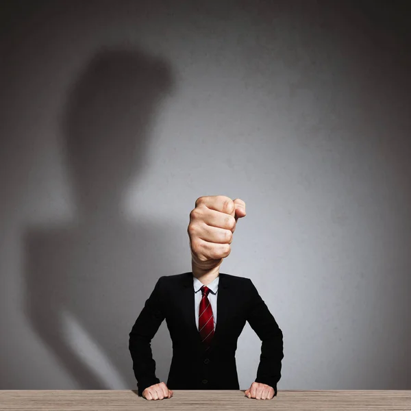 Man Suit Head Form Fist Metaphor Angry Boss — Stock Photo, Image