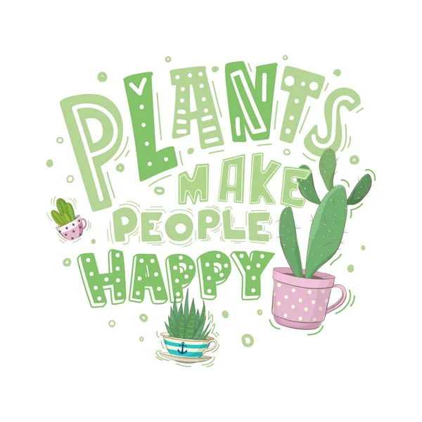 Plantes rendent les gens heureux — Image vectorielle