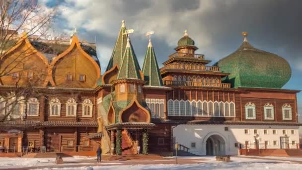 Деревянный Дворец Царя Алексея Михайловича Коломенское Парк Москва Россия — стоковое видео