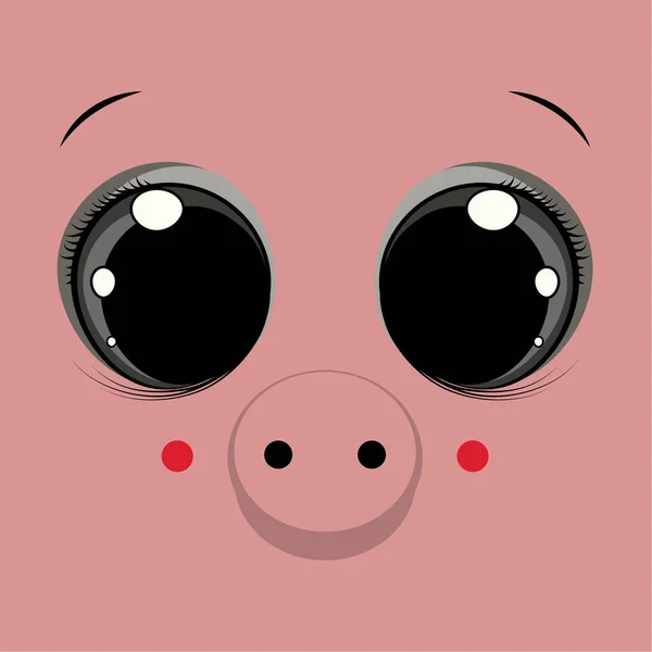 Pig with big eyes — Stock Vector