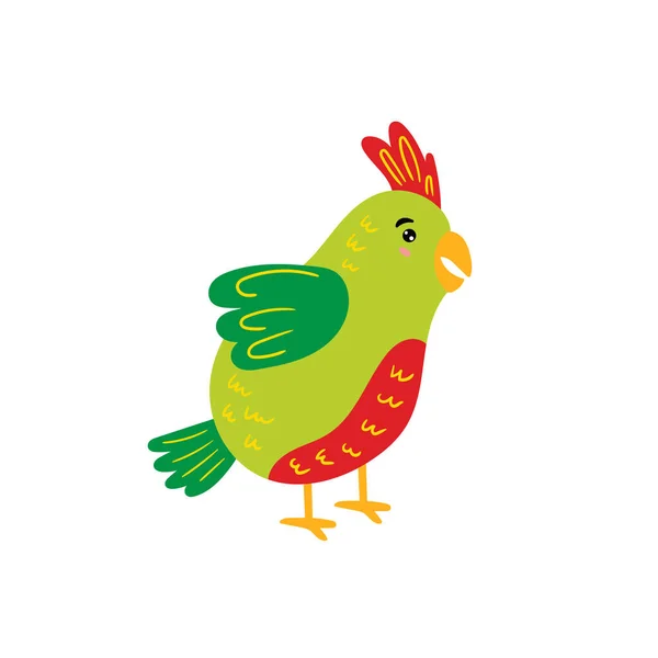 Cute parrot. Cheerful wavy parrot smiles. Children's bird character. Vector editable illustration — Stock Illustration Cute Parrot Cheerful Wavy Parrot Smiles Children Bird Character Vector Stock Vector