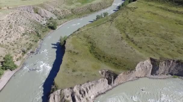 Overhead View River Curvature Ambient Nature — Stock Video