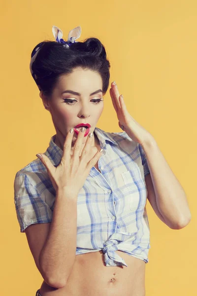 Młoda Kobieta Stylu Pin Genialny Manicure — Zdjęcie stockowe