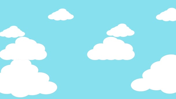 Анимация Белых Облаков Плавающих Голубом Небе — стоковое видео