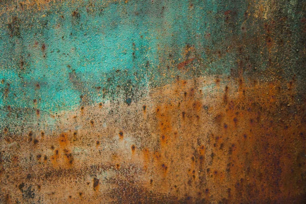 Mavi Boya Izleri Taşıyan Paslı Demirin Turuncu Dokusu — Stok fotoğraf