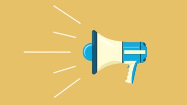 Mavi hoparlör turuncu arkaplanda ses dağıtır