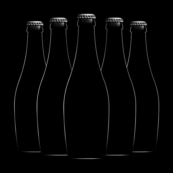 Set de botellas de cerveza aisladas sobre fondo negro —  Fotos de Stock